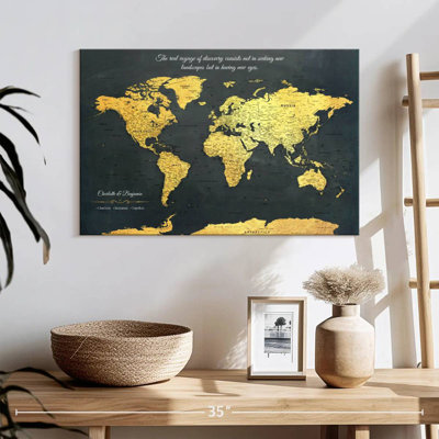 Personalized Voyage I Push Pin World Map