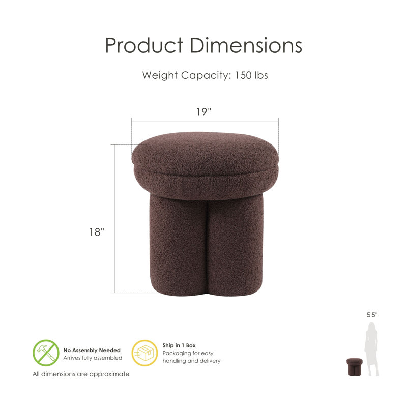 Baumann Mushroom Upholstered Ottoman, Brown