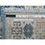 Tapis décoratif bleu de noué à la main new age kazak de conception unique 2 pi 8 po x 9 pi 6 po