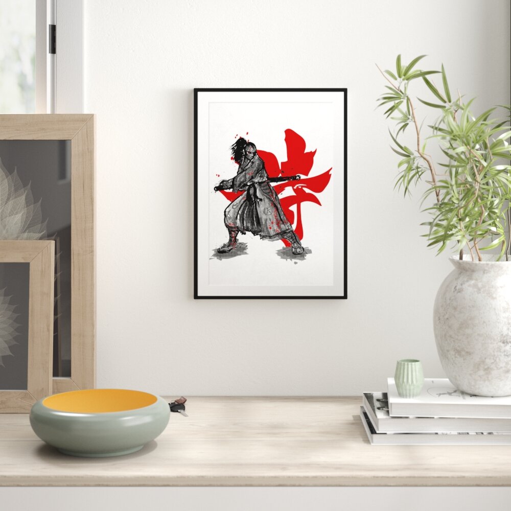 Gerahmtes Poster Samurai-Spirit White