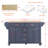 Kitchen Island With Rubber Wood Countertop, Kitchen Cart On 5 Wheels With Storage Cabinet And 5 Drawers For Dinning Room-630192517