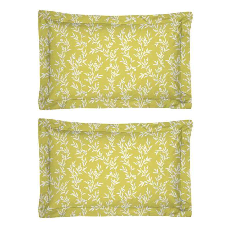 100% Cotton - Set of 2, Floral, Yellow