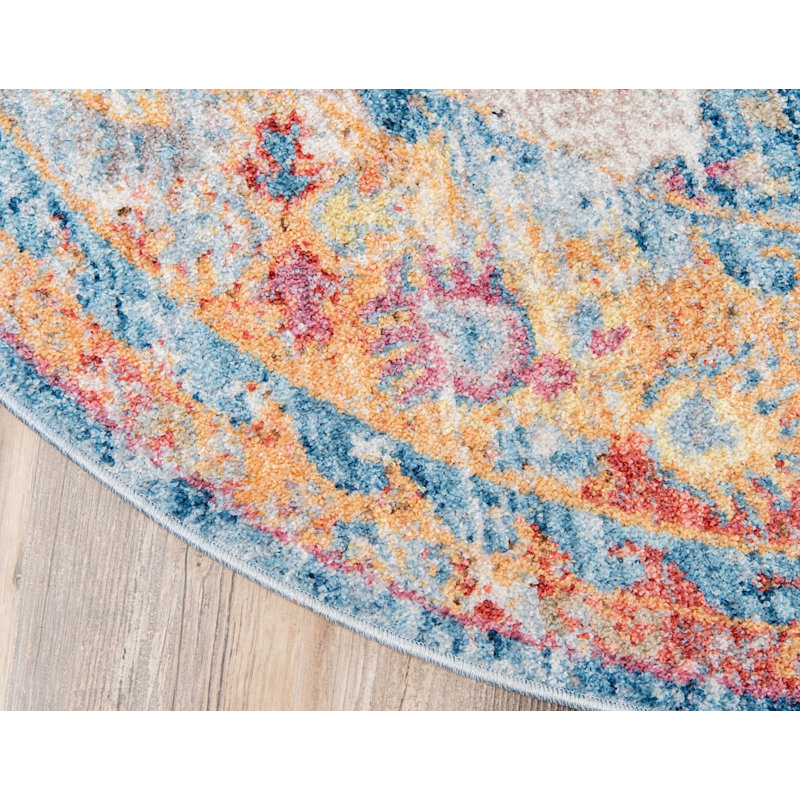 Geometric Indoor Rug, Round 5'