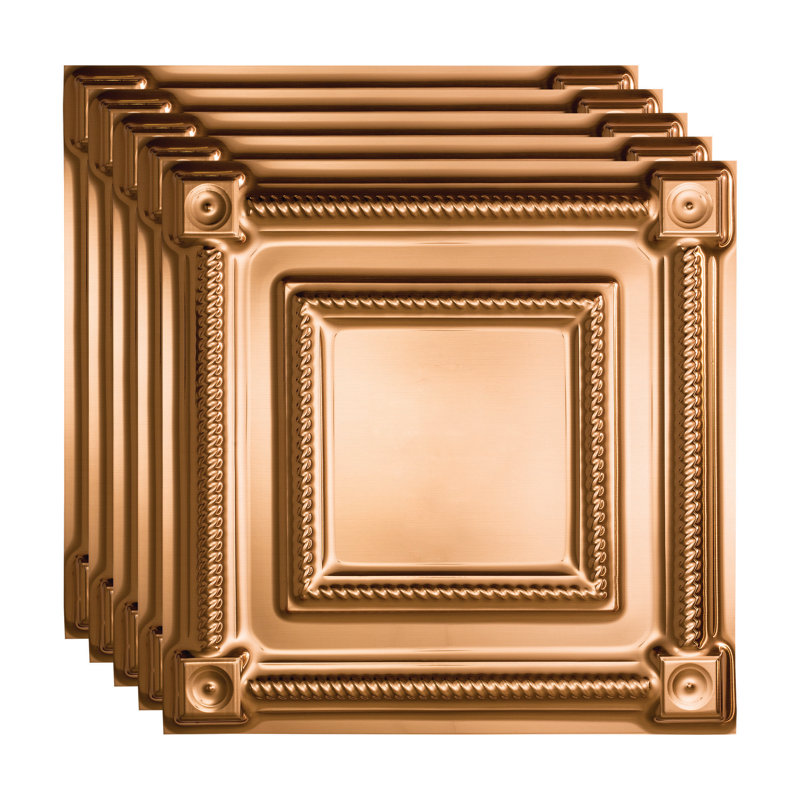 Panneau de plafond décoratif en vinyle 2 pi x 2 pi FASÄDE Coffer, Cuivre poli