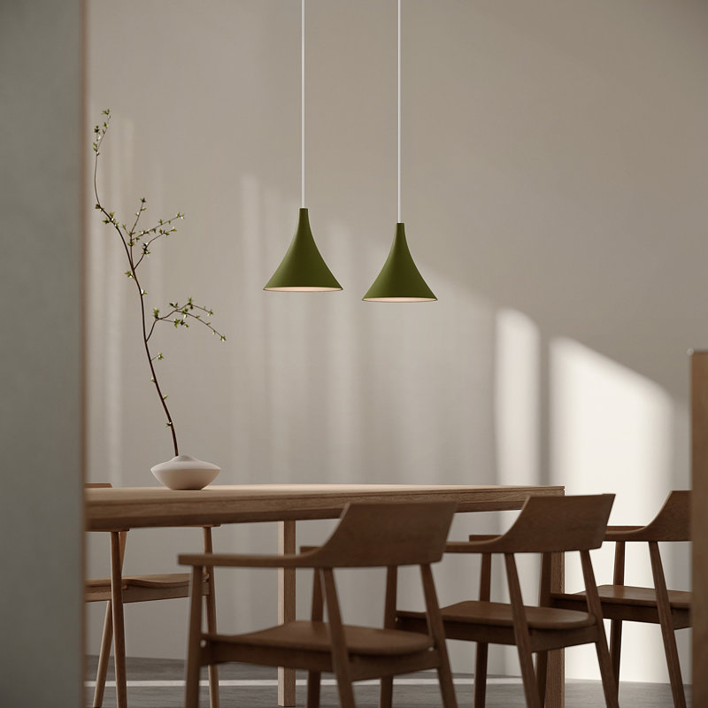 Gota Pendant Light, White, 14" H x 9.84" W x 9.84" D, Olive