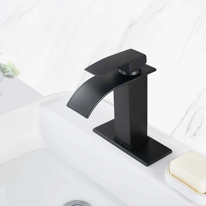 Robinet cascade à poignée simple pour meuble-lavabo, Matte Black