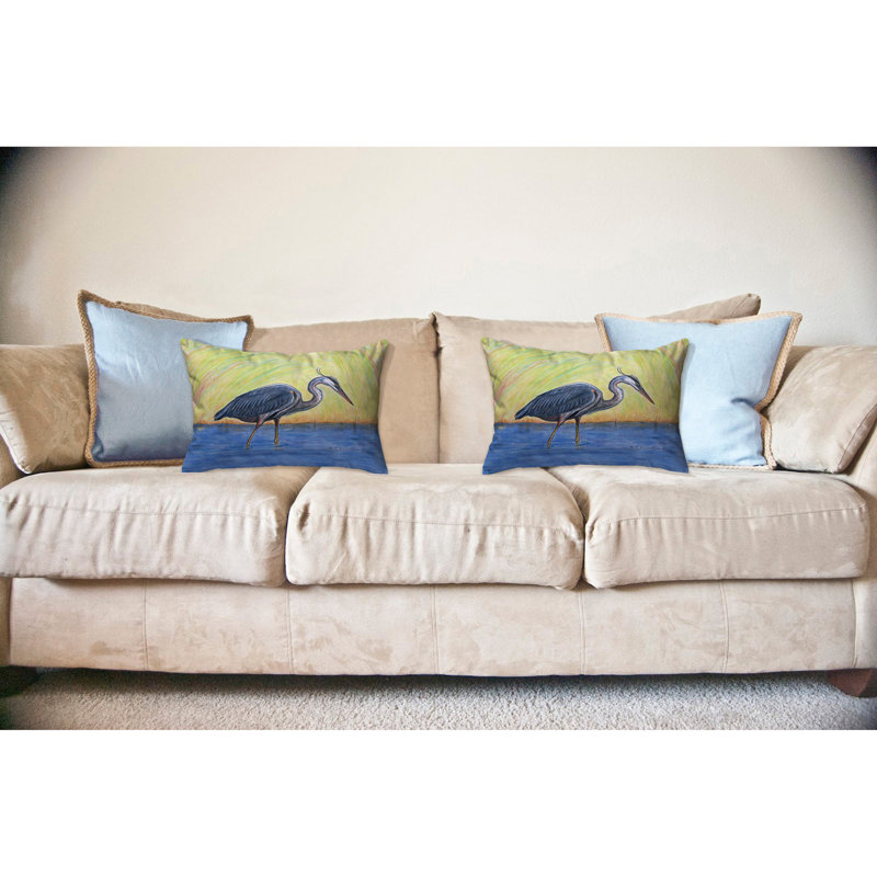 Heron Outdoor Reversible Throw Pillow
