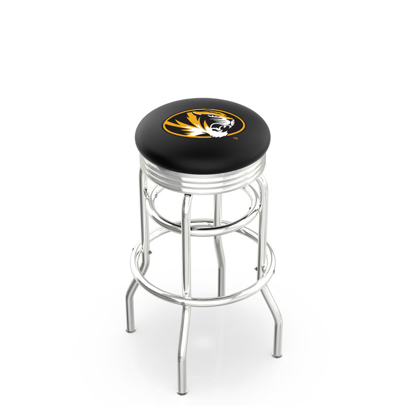Tabouret de bar Logo Series, Tabouret de bar d'une hauteur de siège de 30 po, Double anneau chromé, University of Missouri