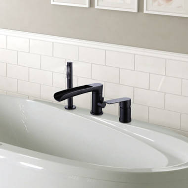 Wall Mounted Thermostatic Bath Tub Faucet Contemporary Style Matte Black  Bath Shower Mixer Taps with Handshower