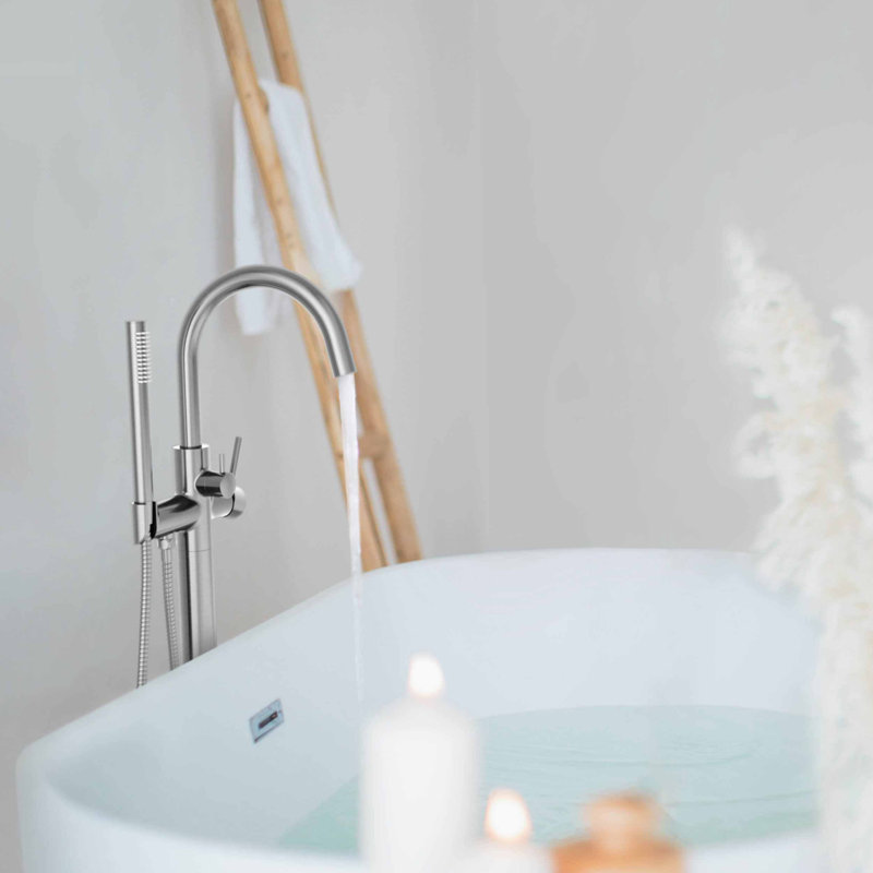 Circular Single Handle Tub Faucet, Brushed Nickel