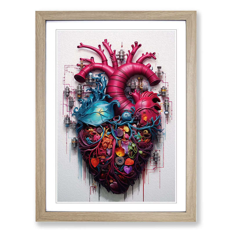 Love HeArt Informel - Framed Print, Oak, 34cm H x 25cm W x 2cm D