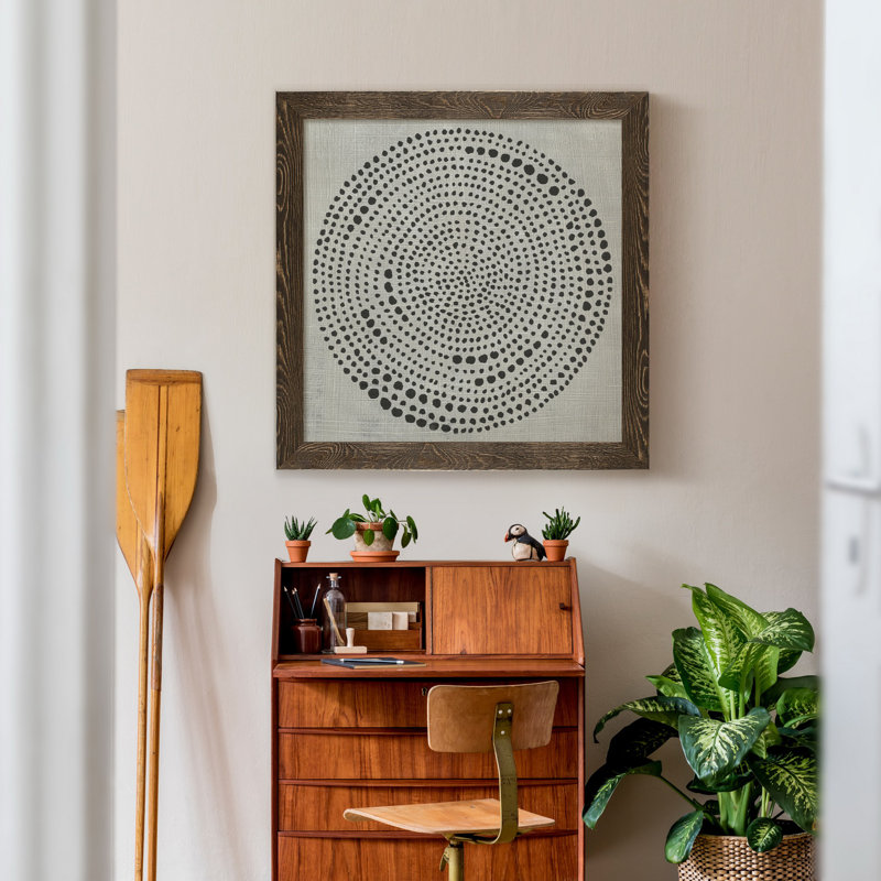 " Mythos I ", 31.5" H x 31.5" W x 1.5" D, Walnut Framed