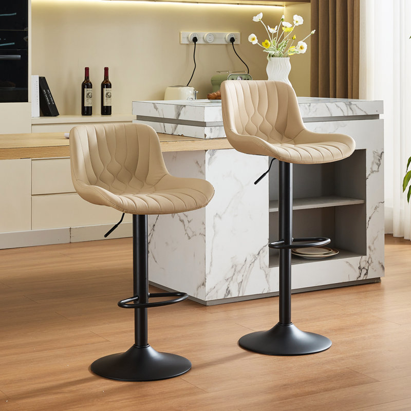 Tabouret de comptoir pivotant à hauteur réglable avec repose-pieds, Tanné
