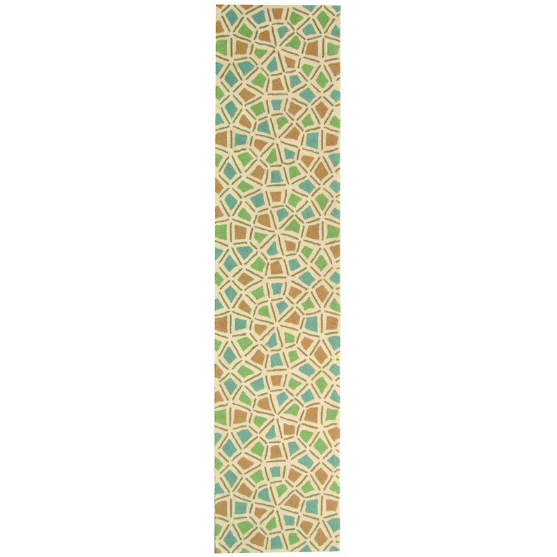 Atilia Hand Hooked Cotton Pile Geometric Rug, Runner 2'3" x 10'