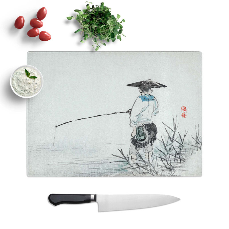 Glass Fisherman by Kono Bairei Chopping Board, 39 cm W x 28.5 cm L