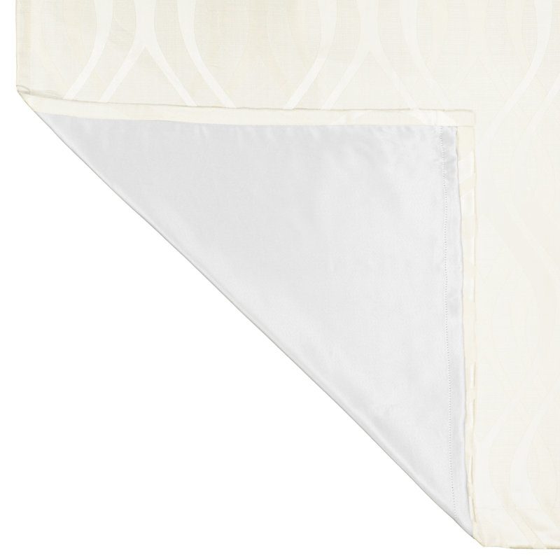 Ivory Geometric Blackout Polyester Curtain Panel with Nickel Grommets