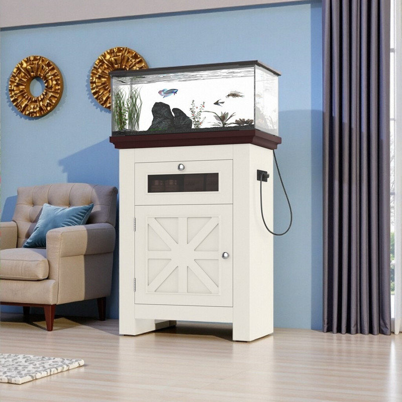 Support d'aquarium de 10 à 15 gallons avec prises de courant et capacité de rangement de 198 lb.
