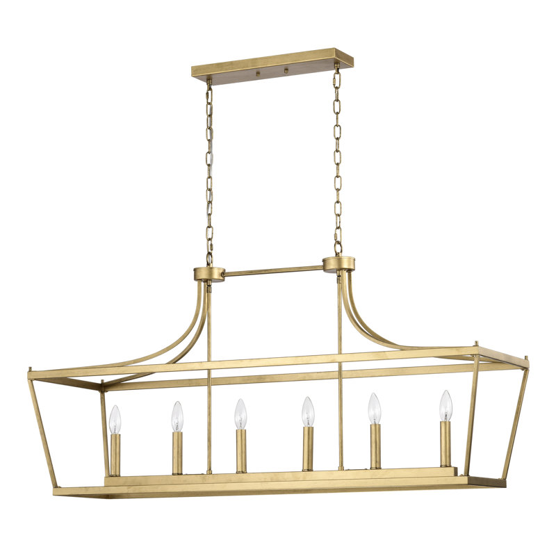 Lustre carré en cage à 6 lumières Girardo, Brossé