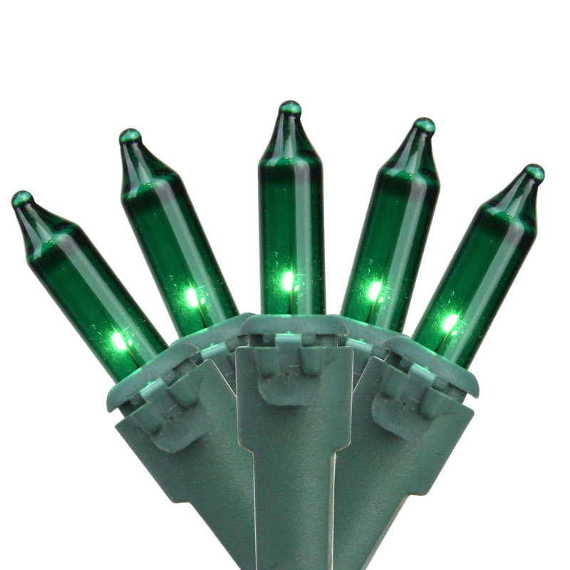 50-Count Mini Christmas Light Set 10ft Wire, Green