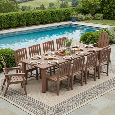 Ensemble repas 11 pièces pour piscine extérieure, jardin et pelouse.