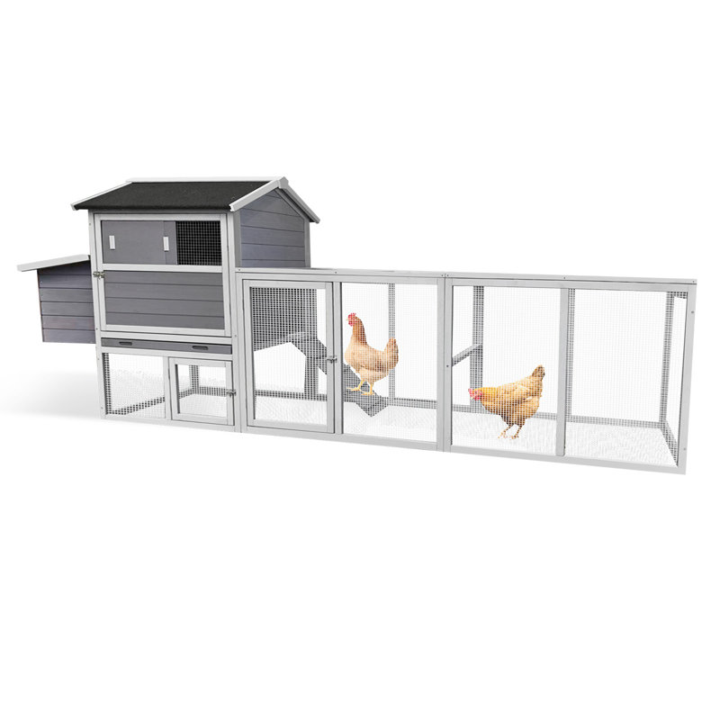 Poulailler gris en bois avec couloir, Gris