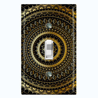 Orange Yellow Mandala Circle Patterned 1 - Gang Toggle Light Switch Standard Wall Plate