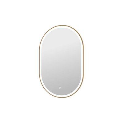 40 Inch Oval LED Front and Backlit Wall Mirror in Satin Gold