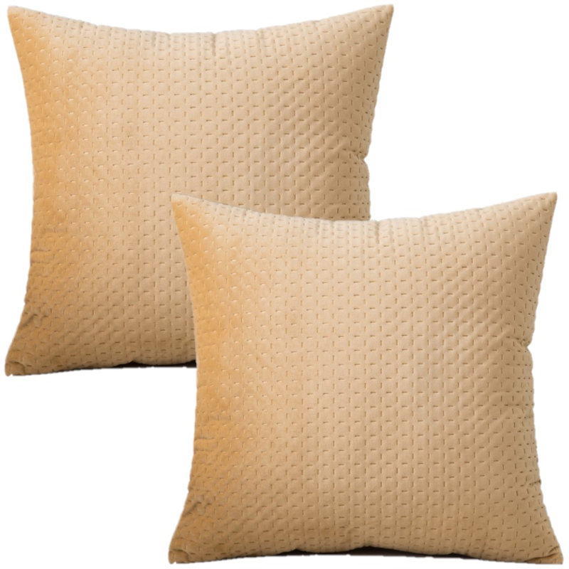Set Of 2 Throw Ultrasonic square print Cushion Covers, Beige
