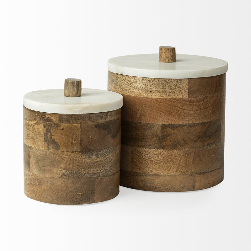 Sandook Solid Wood Hat Box, 6.69" H x 5.9" W x 5.9" D