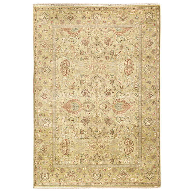 Hand Knotted Wool Area Rug in Gold