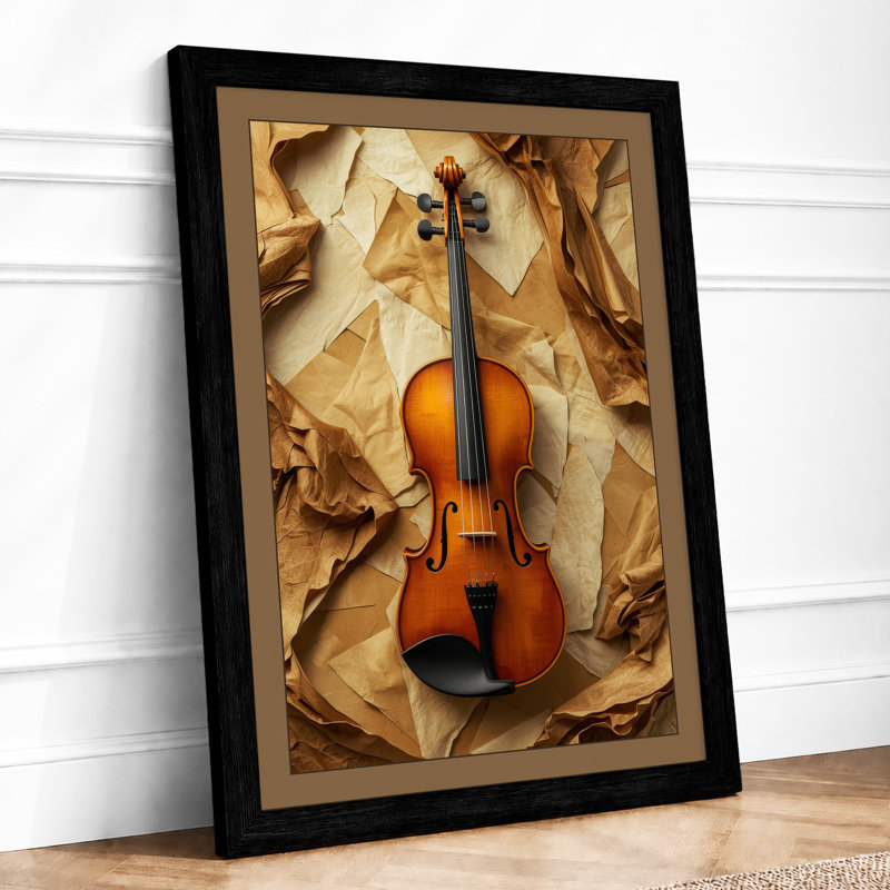 Violin And Paper Minimalist - Print, A1 - 84.1 x 59.4 cm, Black