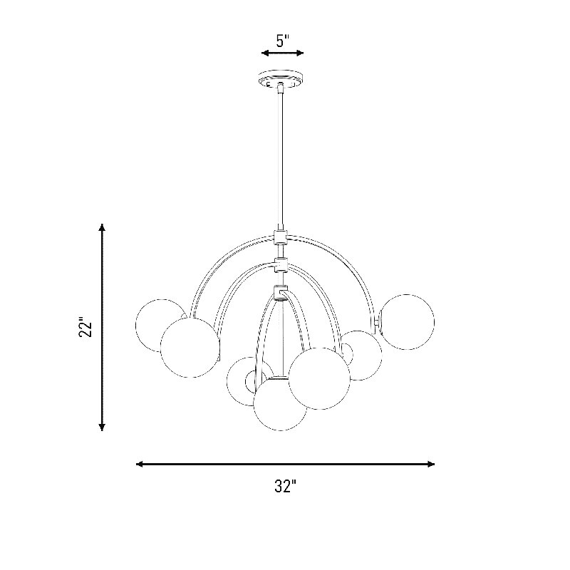 Marias 7-Light Chandelier in Polished Nickel, Polished Nickel