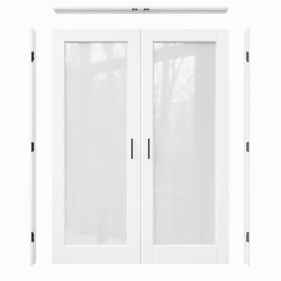 Intérieur de la porte en verre givré 1-Lite, portes françaises en verre trempé CARB P2 en panneau de fibres à densité moyenne et en verre trempé, comprend cadre et quincaillerie noir mat - loquets et charnières à billes, pré-fini et imperméable, garde-manger, chambre à coucher, salle de bain et garde-robe, teinture facile à bricoler, 48 po x 80 po