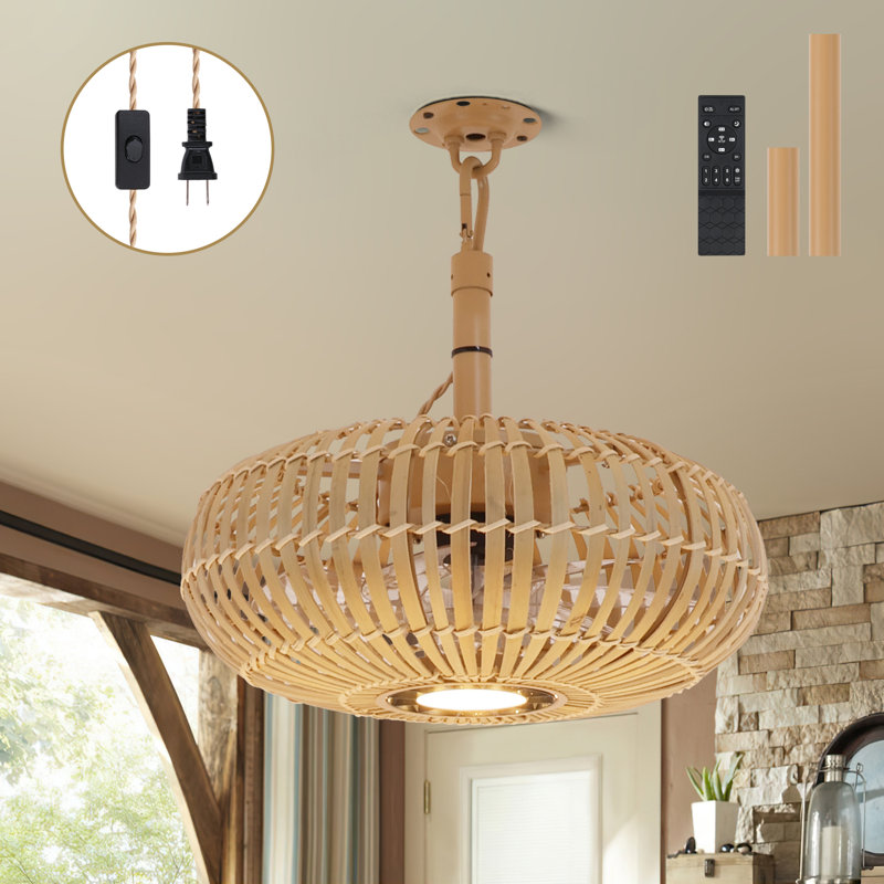 15" Boho Plug-in Ceiling Fan with Remote Control Included