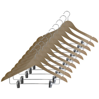 USTECH Hangers, Wood like Look Hanger, Non-Slip Clips, Closet Organizer, Pack of 20