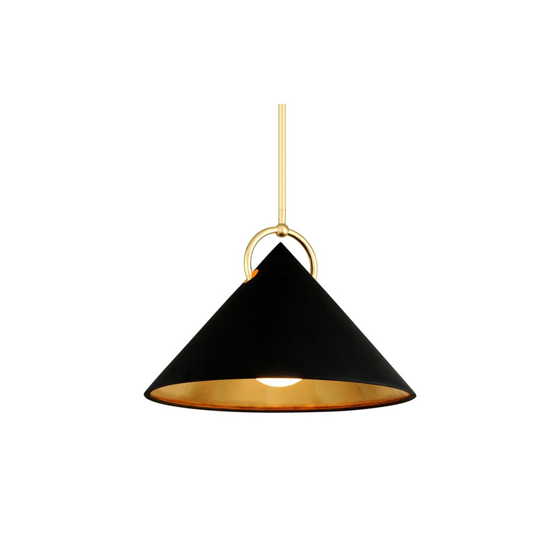 Charm 1 - Light Single Cone Pendant, 16.5" H x 23" W x 23" D, Gold Leaf