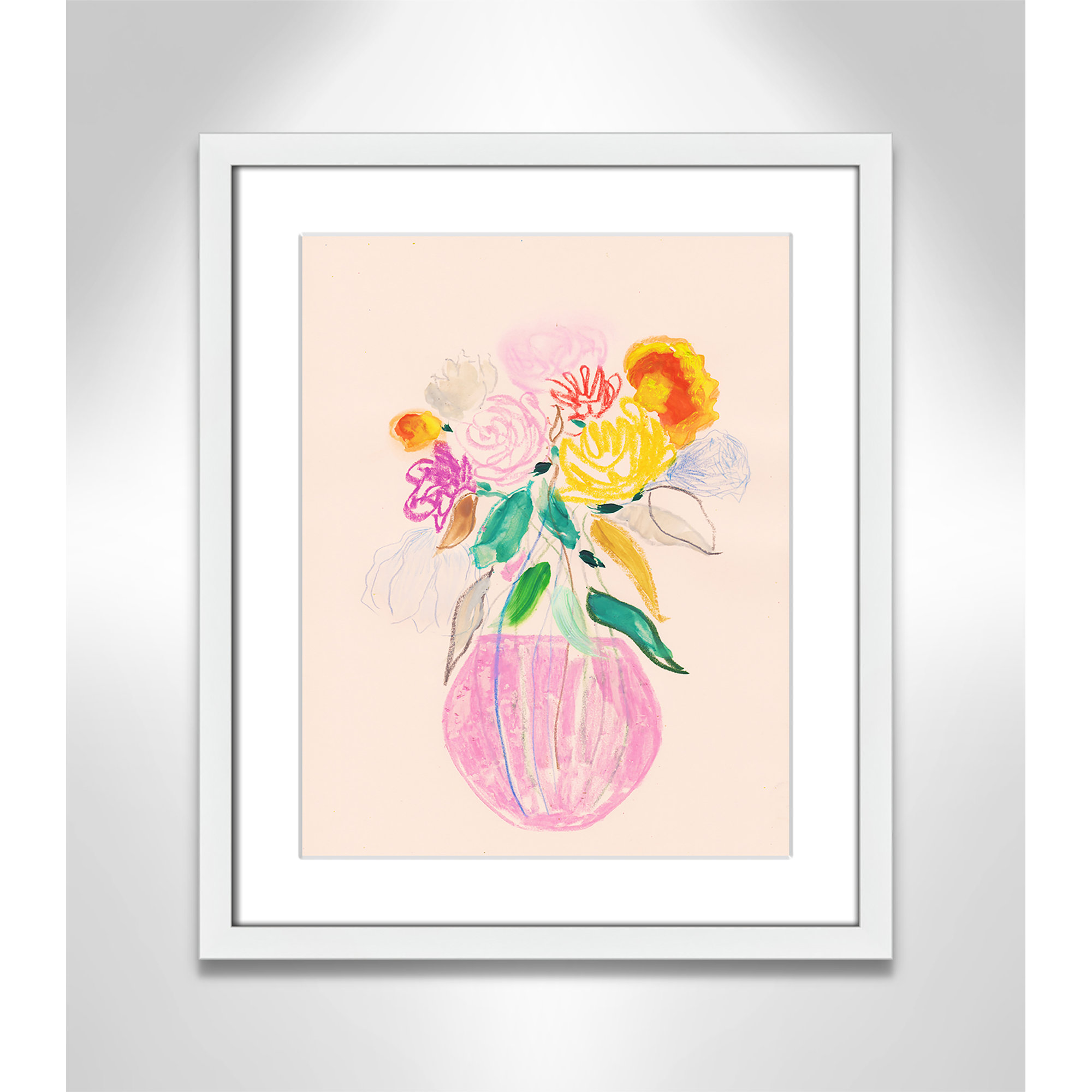 Simple Floral I Print by Bea Dina, White Single Picture Framed Paper, 19" H x 16" W x 1.25" D, White