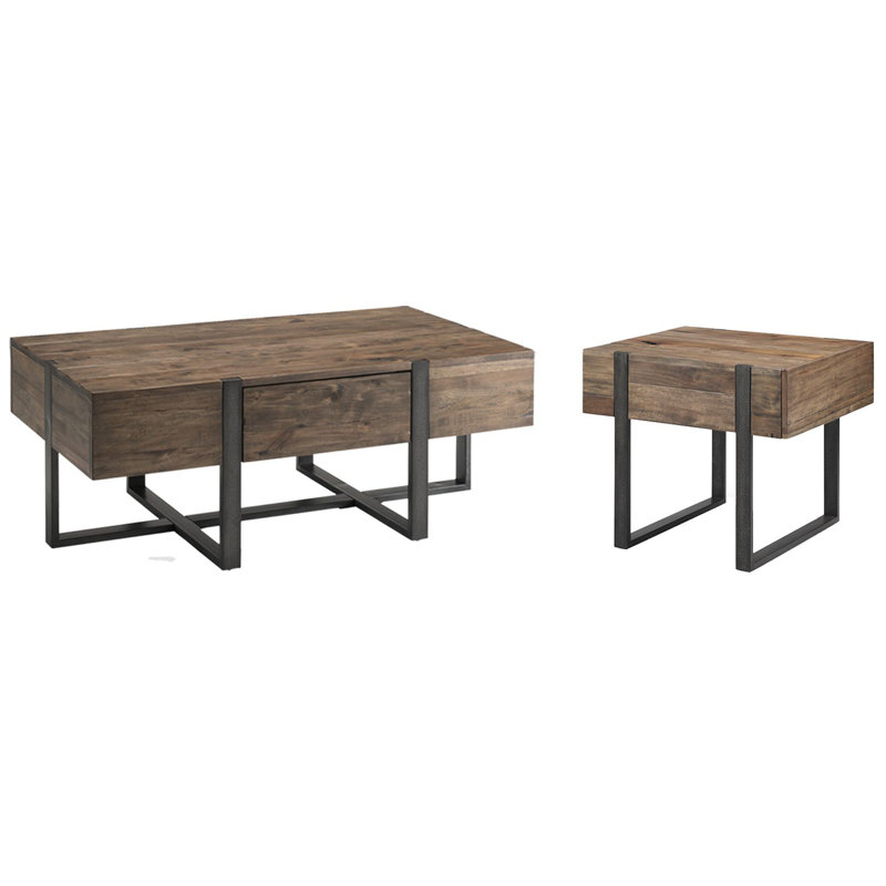 Troy Condo Rectangular Cocktail Table With End Table, 2 Pieces: Coffee Table, End Table