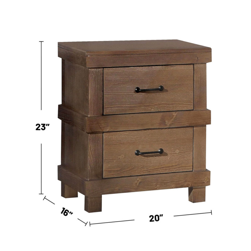 Table de chevet en bois avec 2 tiroirs