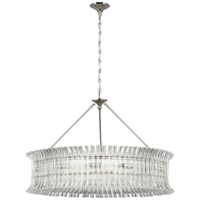AERIN Rhine 36" Ring Chandelier with Crystal, Polished Nickel