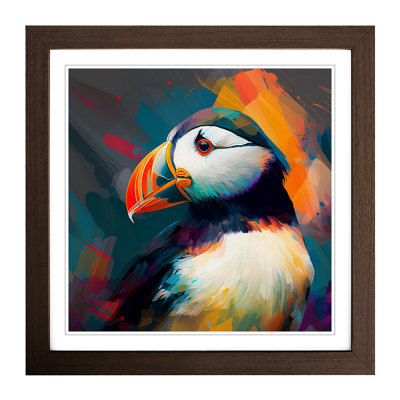 Puffin Abstract Expressionism No.1 - Framed Print