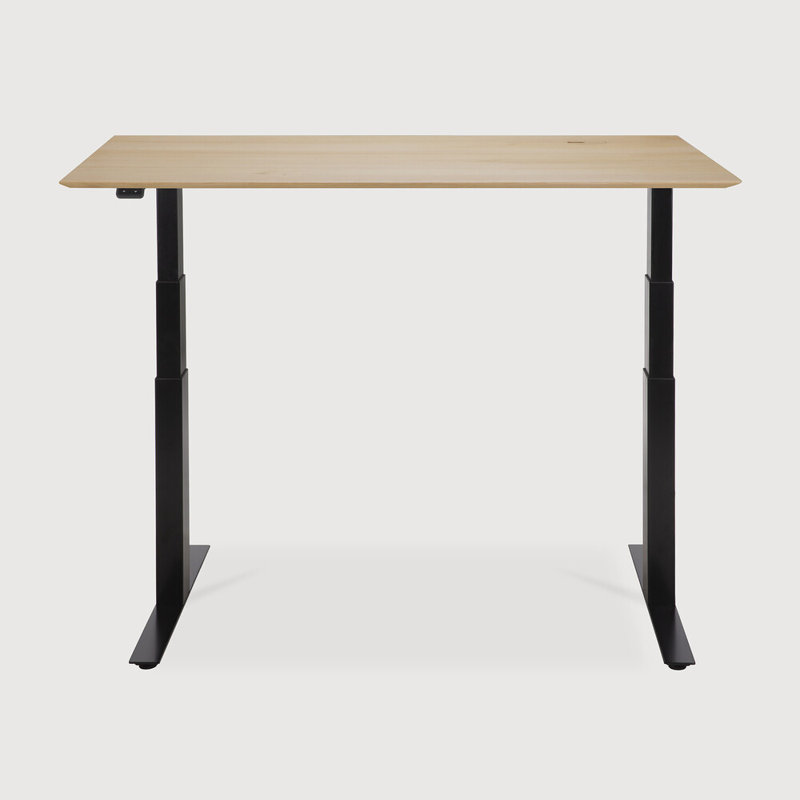 Bok Standing Desk, 25" H x 55.1" W x 27.6" D, Oak/Black