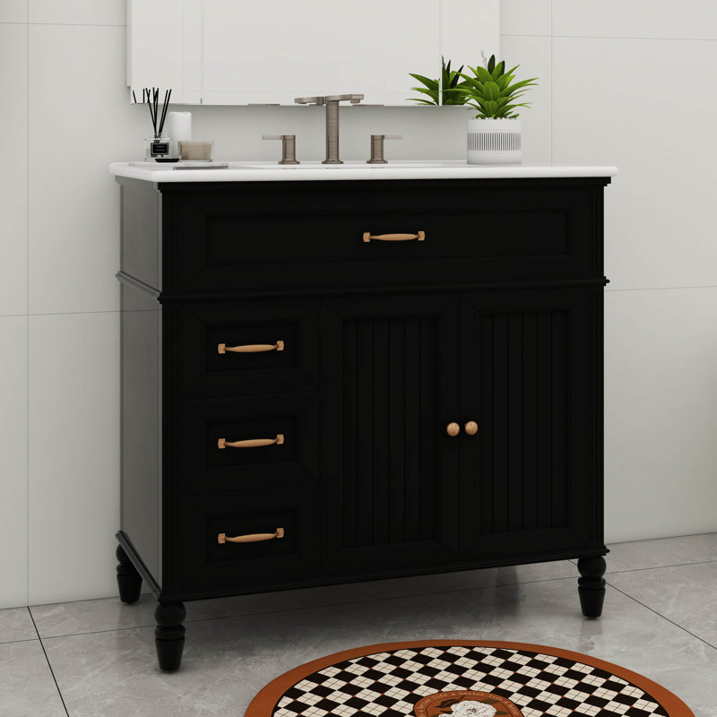 Meuble-lavabo 36 po avec lavabo 36 po, Noir