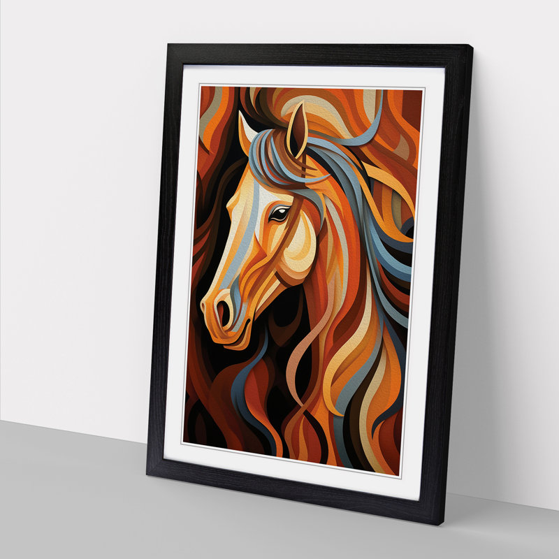 Horse Op - Single Picture Frame Print on Wood, 34cm H x 25cm W x 2cm D, Black Framed