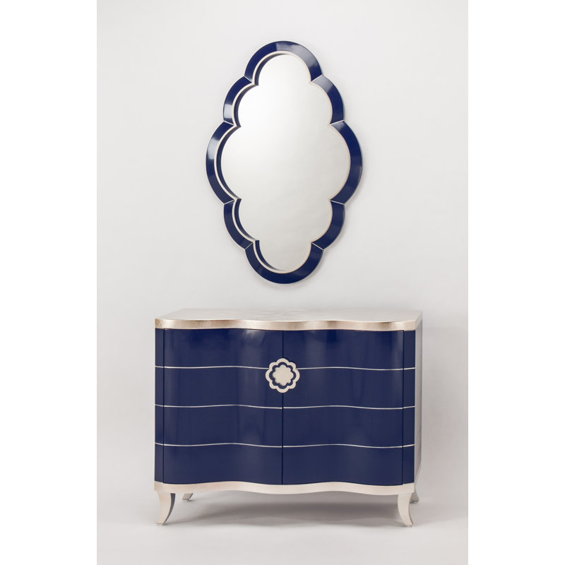 Lapis Blue and Silver Rectangular Accent Cabinet