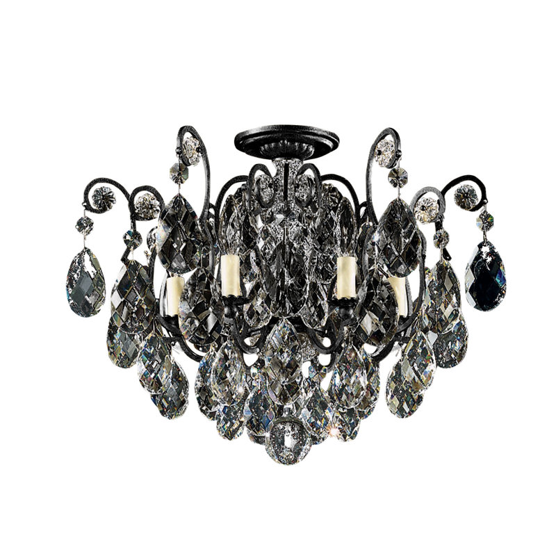 Renaissance Semi Flush Mount, French Gold, Handcut Clear