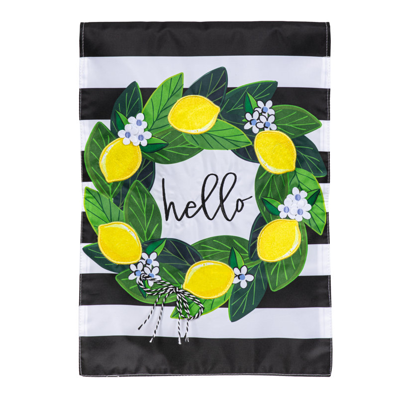 Magnolia Leaves and Lemon Applique Garden Flag