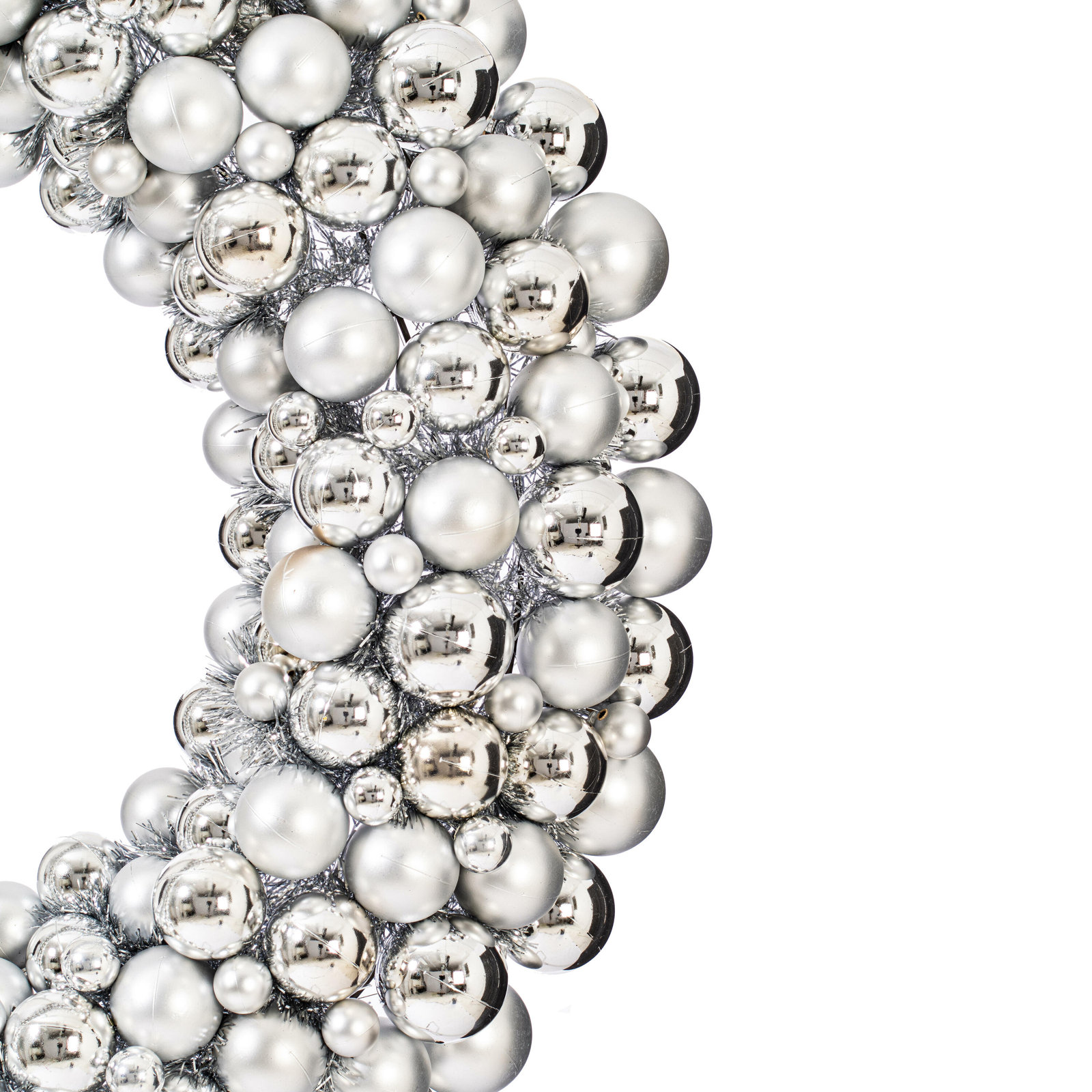 Ball Wreath, Silver, 36"