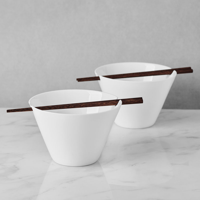 Delray Bone China Noodle Bowl with Chopsticks
