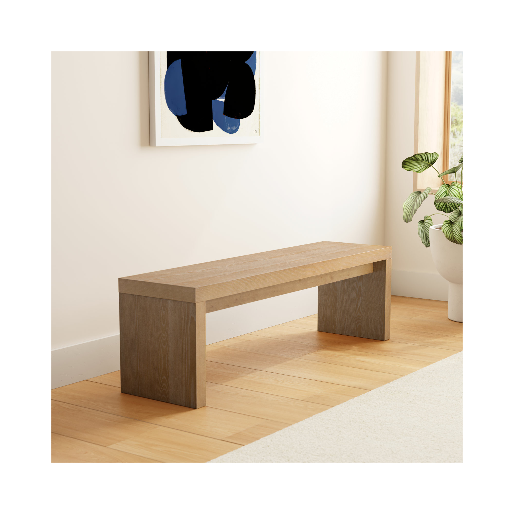 Gabler 56'' Ash Wood Waterfall Bench, Brown
